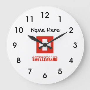 Switzerland and Swiss Flag Personalised  Large Clock
