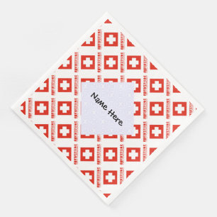 Switzerland and Swiss Flag Tiled Personalised  Napkin