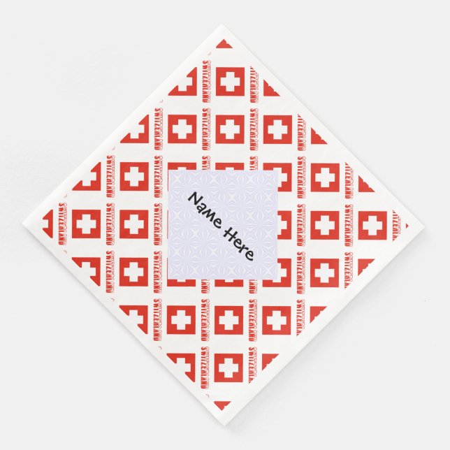 Switzerland and Swiss Flag Tiled Personalised  Napkin (Corner)