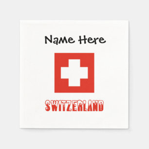 Switzerland and Swiss Flag with Your Name Napkin