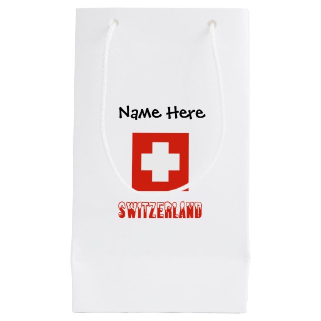 Switzerland and Swiss Flag with Your Name Small Gift Bag (Front)