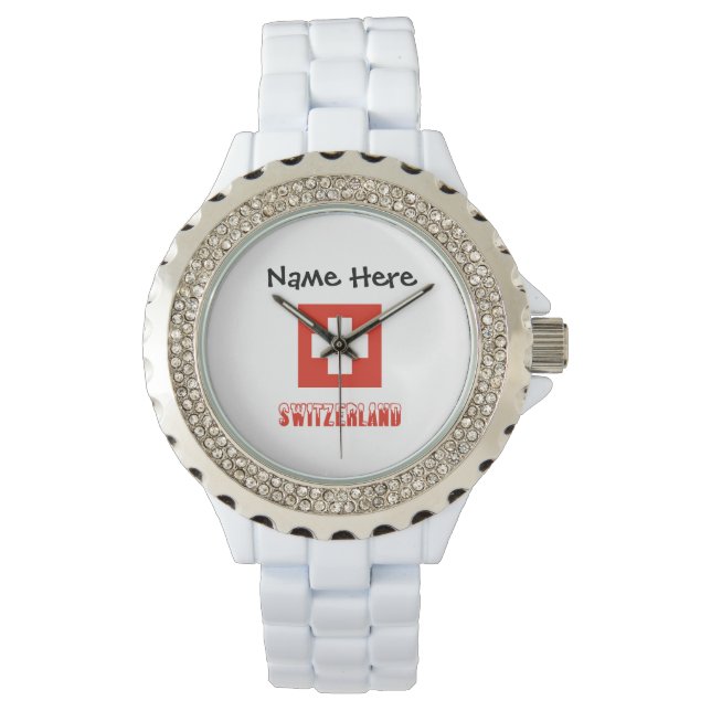 Switzerland and Swiss Flag with Your Name Watch (Front)