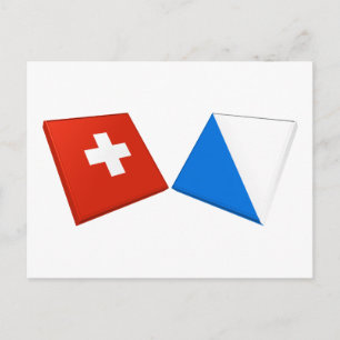 Switzerland and Zurich Flags Postcard