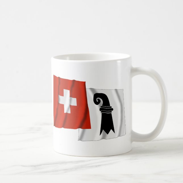 Switzerland & Basel-Stadt Waving Flags Coffee Mug (Right)