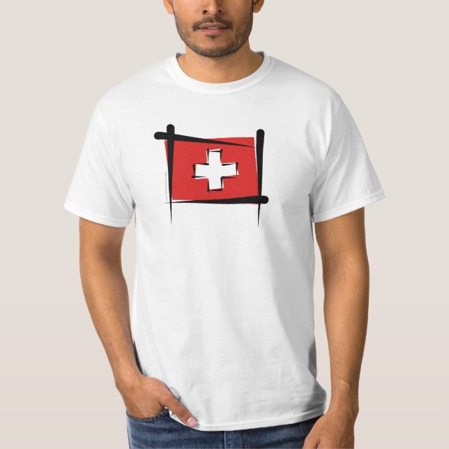 Switzerland Brush Flag T-Shirt (Front)