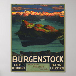 Switzerland Burgenstock Luft-Kurort Bahn Luzern Poster