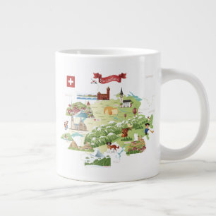 Switzerland Cartoon Map Large Coffee Mug