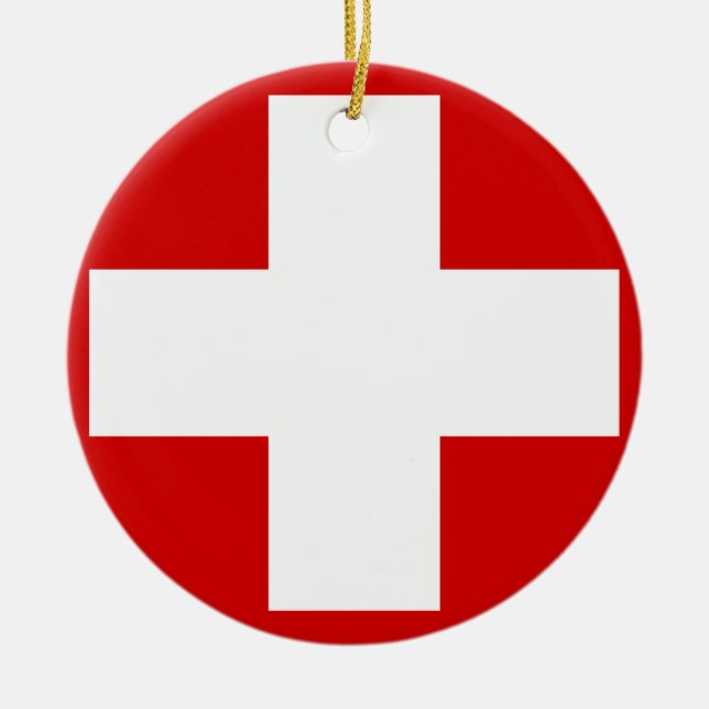 Switzerland Ceramic Tree Decoration (Front)