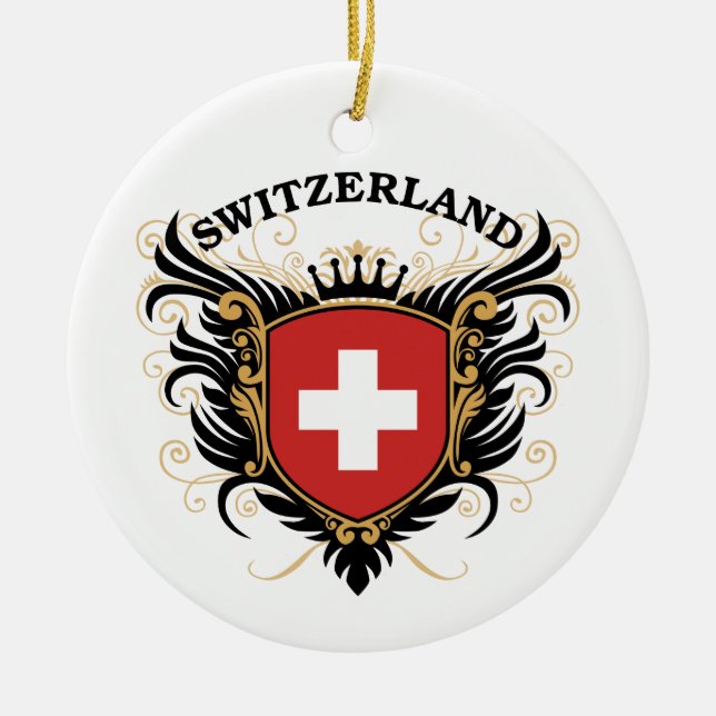 Switzerland Ceramic Tree Decoration (Front)