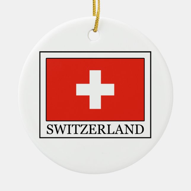 Switzerland Ceramic Tree Decoration (Front)