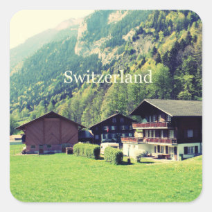 Switzerland cottages square sticker