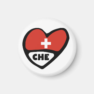Switzerland Country Code Flag Heart, CHE Magnet