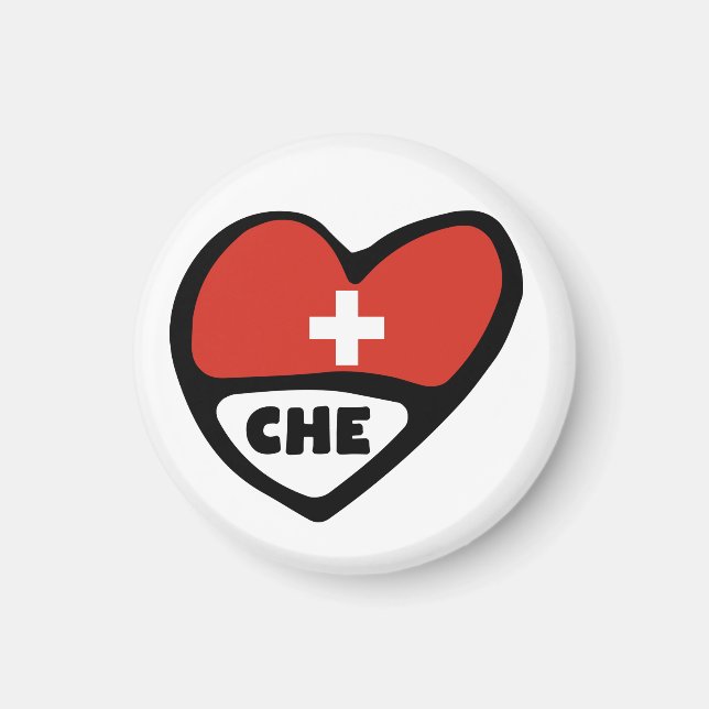 Switzerland Country Code Flag Heart, CHE Magnet (Front)