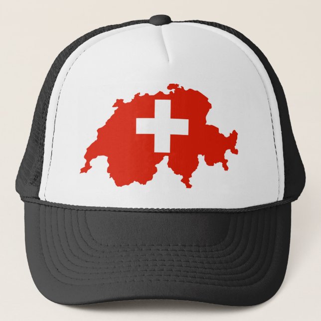 switzerland country flag map swiss symbol trucker hat (Front)