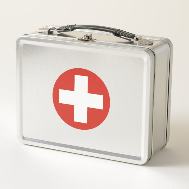 Switzerland country flag roundel symbol army milit metal lunch box (Front)