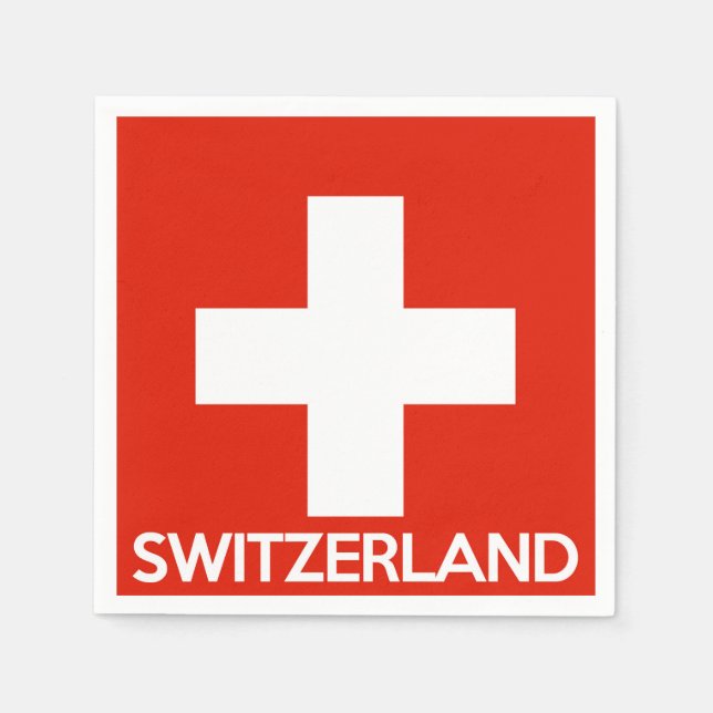 Switzerland country flag symbol name text swiss napkin (Front)