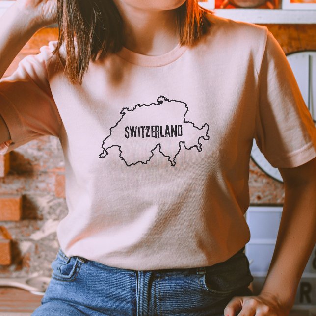 Switzerland Country Map Swiss Border Outline Land T-Shirt (Creator Uploaded)
