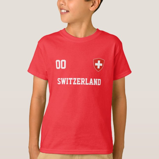 Switzerland Custom Name And Number Football T-Shirt (Front)
