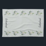 Switzerland Edelweiss flowers Switzerland script Tea Towel<br><div class="desc">Swiss Edelweiss kitchen towels. Switzerland script kitchen towels with Edelweiss flowers.</div>