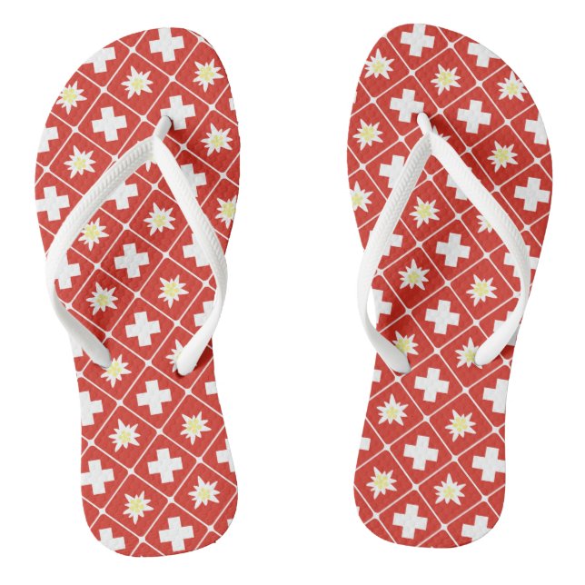 Switzerland Edelweiss pattern Flip Flops (Footbed)