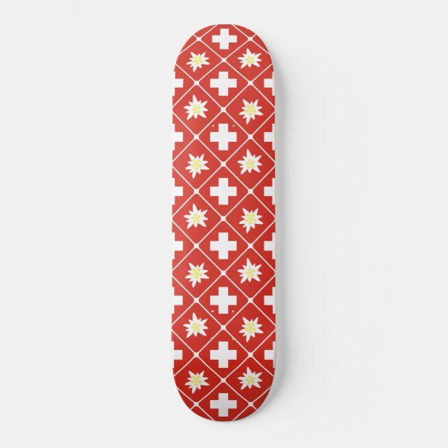 Switzerland Edelweiss pattern Skateboard (Front)