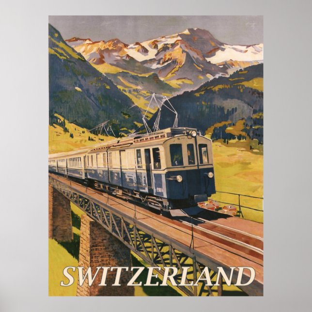 Switzerland, Electric Train, Railway Poster (Front)