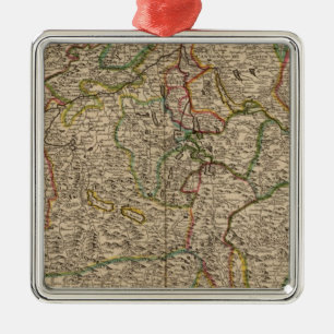 Switzerland engraved map metal tree decoration