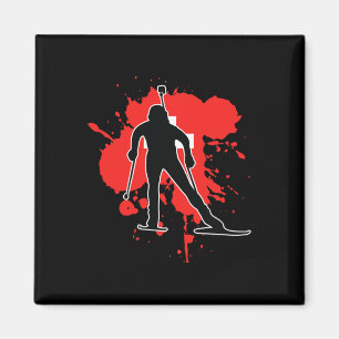 Switzerland Flag Biathlonist - Swiss Biathlon Magnet