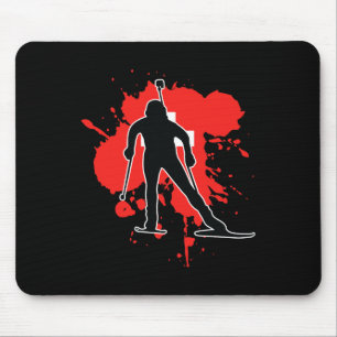 Switzerland Flag Biathlonist - Swiss Biathlon Mouse Mat
