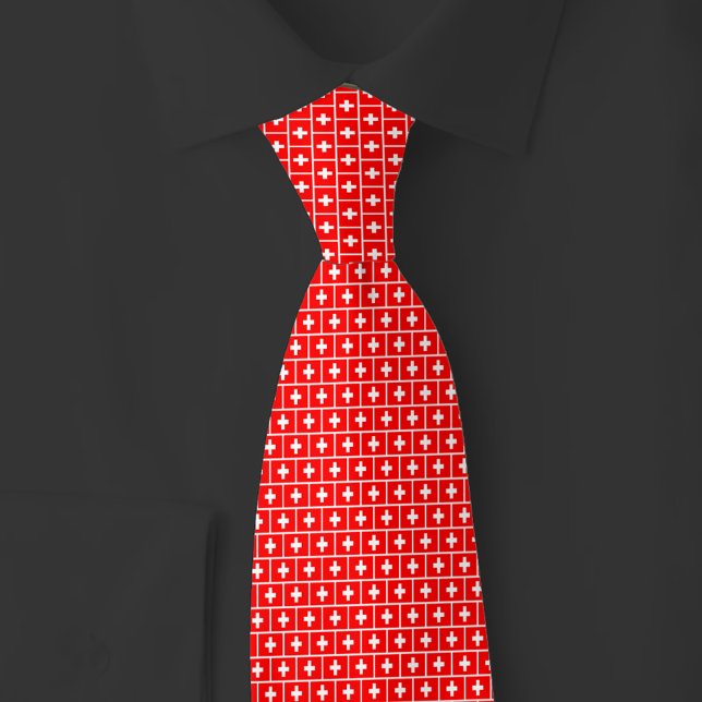 Switzerland Flag Brick Pattern Tie (Creator Uploaded)