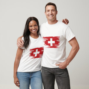 Switzerland Flag Brush Art T-Shirt
