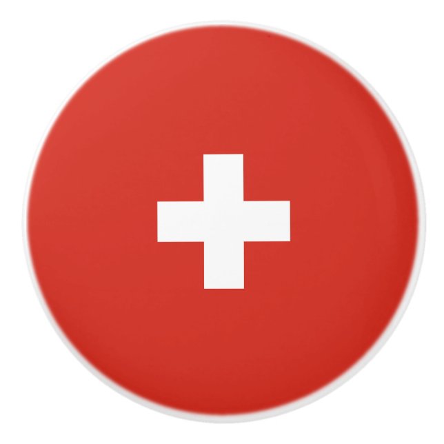 Switzerland flag ceramic knob (Front)