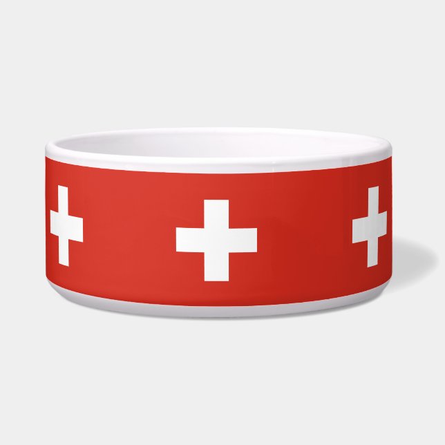 Switzerland flag Ceramic Pet Bowl (Front)