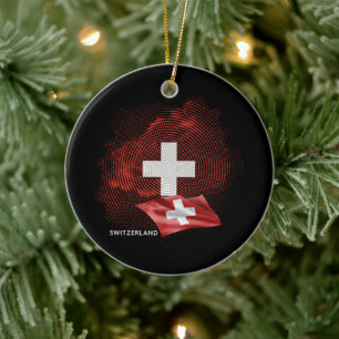 Switzerland flag ceramic tree decoration