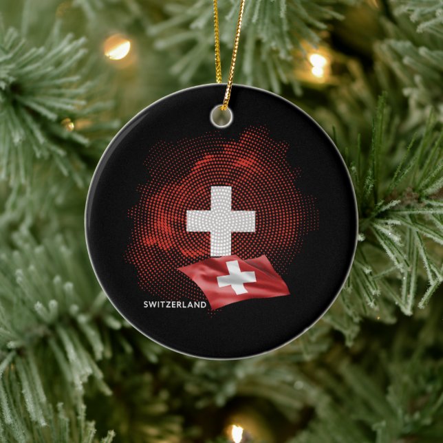Switzerland flag ceramic tree decoration (Tree)