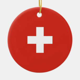 Switzerland flag ceramic tree decoration