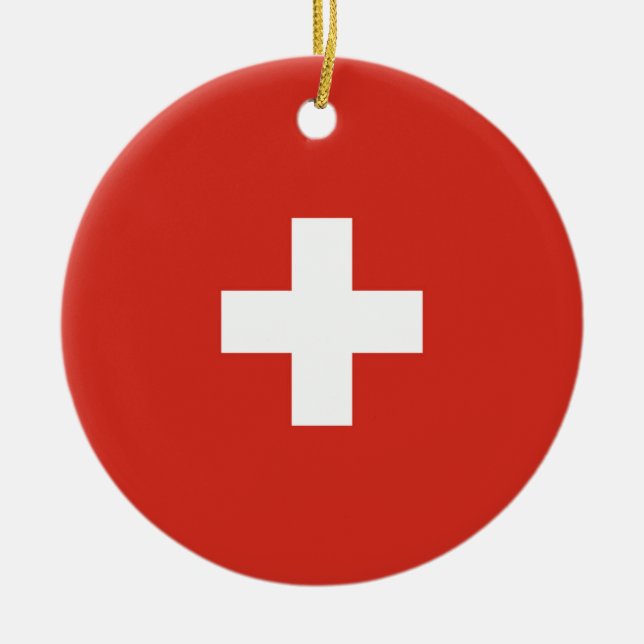 Switzerland flag ceramic tree decoration (Front)