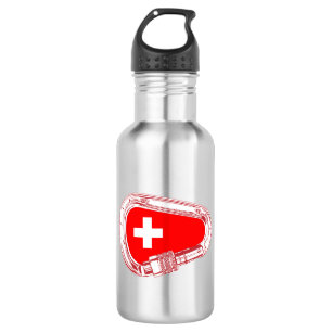 Switzerland Flag Climbing Carabiner 532 Ml Water Bottle