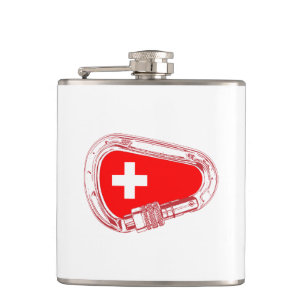 Switzerland Flag Climbing Carabiner Hip Flask