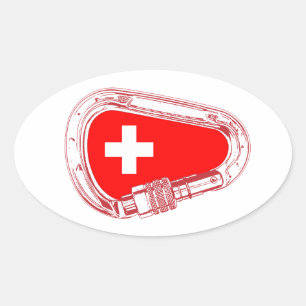 Switzerland Flag Climbing Carabiner Oval Sticker