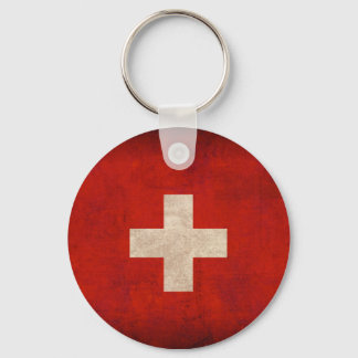 Switzerland Flag Distressed Keychain