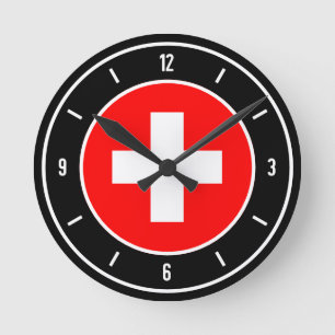 Switzerland Flag Elegant Round Clock