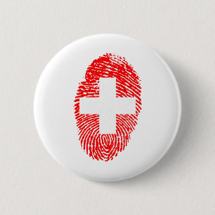 Switzerland Flag Fingerprint Country Pride 6 Cm Round Badge