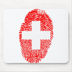 Switzerland Flag Fingerprint Country Pride Mouse Mat