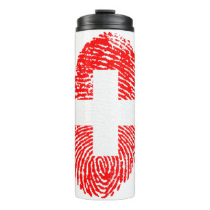 Switzerland Flag Fingerprint Country Pride Thermal Tumbler
