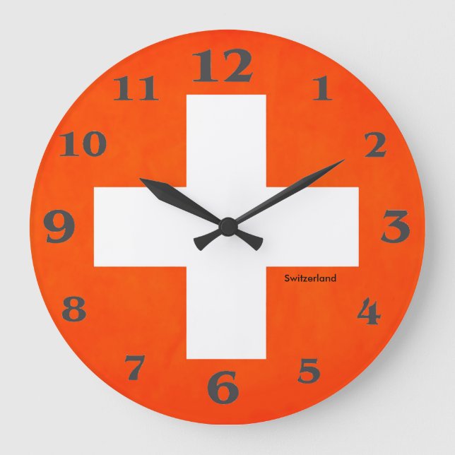 Switzerland flag for Round-Large-Wall-Clock Large Clock (Front)