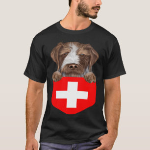 Switzerland Flag German Wirehaired Pointer Dog In  T-Shirt