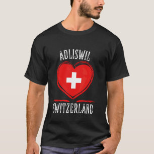 Switzerland Flag Heart Adliswil City T-Shirt