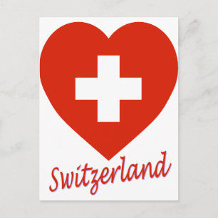Switzerland Flag Heart Postcard