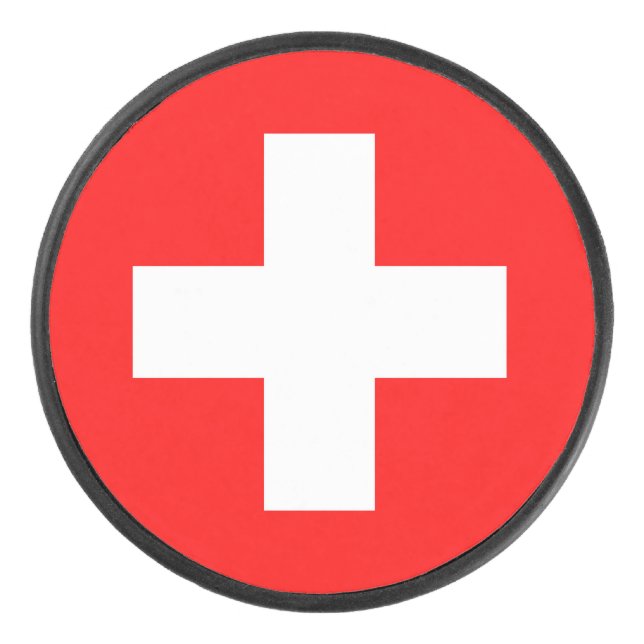 Switzerland Flag Hockey Puck (Front)